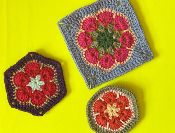Crochet Granny Square Flower Pattern - Hexagon African Flower for Blankets, Bags & More