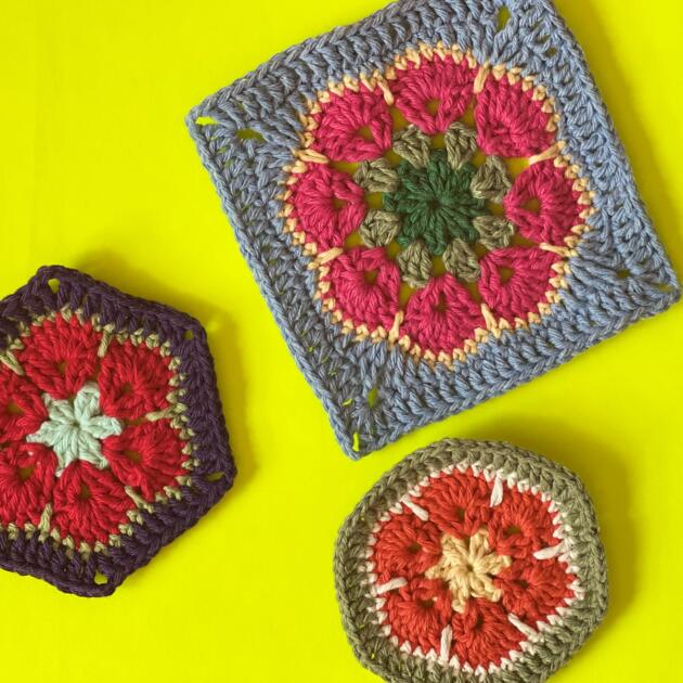 Crochet Granny Square Flower Pattern - Hexagon African Flower for Blankets, Bags & More
